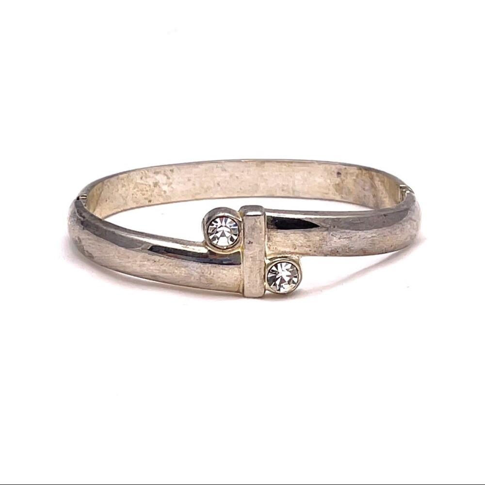 Silver vintage patina with rhinestones bracelet